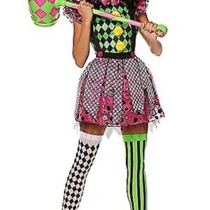 Spirit Women's Neon Green and Hot Pink Harlequin Costume Mallet Included in Cost